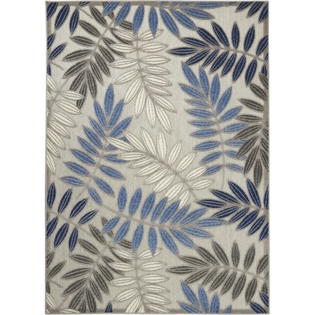 Palacedesigns 5 x 8 ft. Gray & Blue Leaves Indoor & Outdoor Area Rug PA2627783
